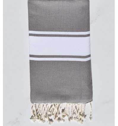 Fouta Plate taupe avec rayures