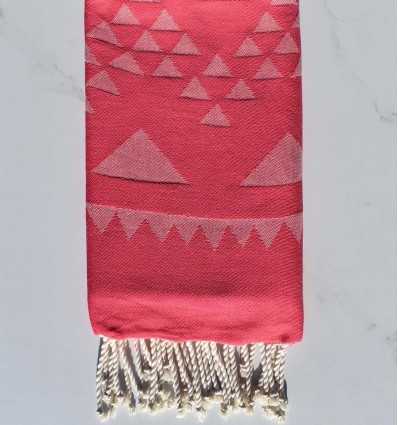 Fouta bohémian rose vif