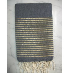 Fouta Lurex plate bleuet doré 