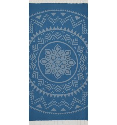 Fouta bohémian bleu canard 