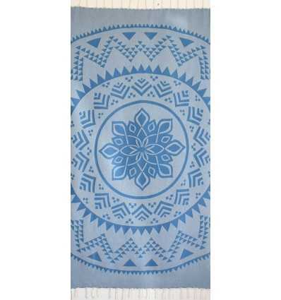 Fouta bohémian bleu canard 