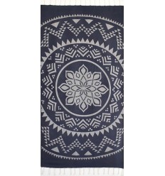 Fouta bohémian bleu de minuit  2