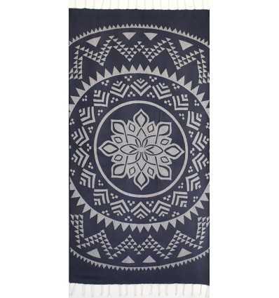 Fouta bohémian bleu de minuit 