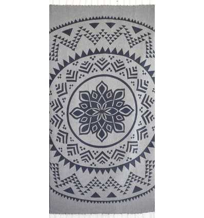 Fouta bohémian bleu de minuit 