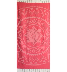 Fouta bohémian rose vif  2
