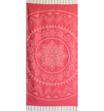 Fouta bohémian rose vif 