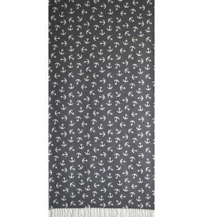 Fouta jacquard Ancre bleu nuit 