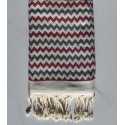 Fouta zigzag crème, gris et pourpre 