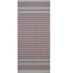 Fouta chevron blanc crème clair, rouge et bleu Fouta Tunisia - 4 2