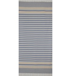 Fouta chevron écru clair et bleu  2