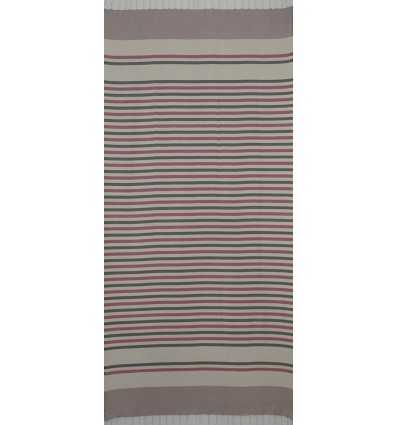 Chevron blanc crème, gris plomb et rose violacé 