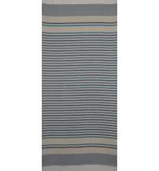Fouta Chevron blanc crème, bleu azur et bleu foncé  2