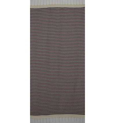 Fouta zigzag crème, gris et pourpre 