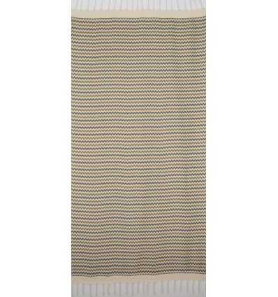 Fouta zigzag crème, jaune motard et gris 