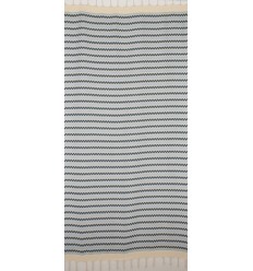 Fouta zigzag blanc, bleu cobalt et bleu maya  2