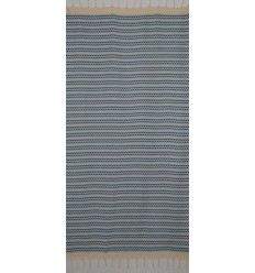 Fouta zigzag écru, bleu azur bleu maya  2
