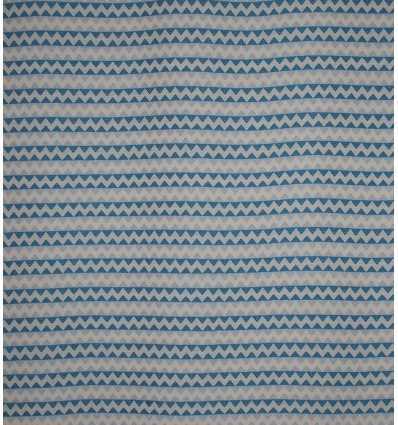 Fouta zigzag écru, bleu azur bleu maya 