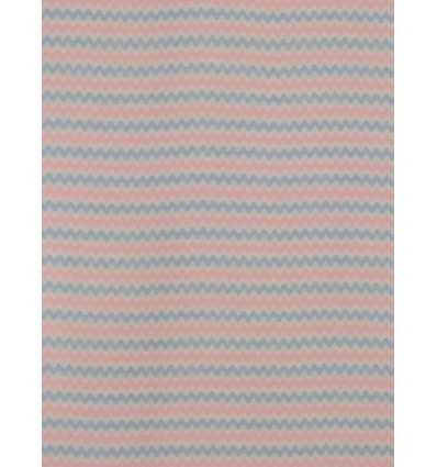 Fouta zigzag écru, Rose clair et bleu ciel 