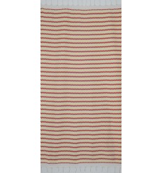 Fouta zigzag Blanc, rouge vif et jaune clair  2