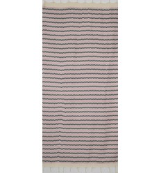 Fouta zigzag crème, Rose bébé clair et gris foncé  2