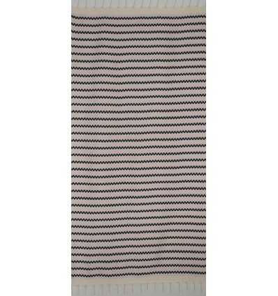 Fouta zigzag Blanc, Rose très clair et noir 