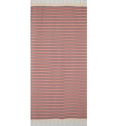 Fouta zigzag Blanc, rouge vif et noir Fouta Tunisia - 3 2