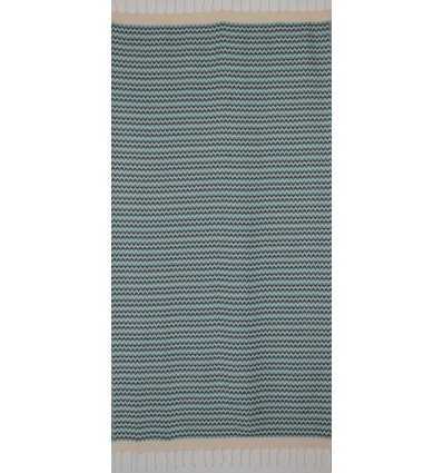 Fouta zigzag crème,bleu cobalt et Turquoise 