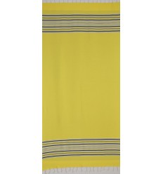 Fouta arabesque jaune fluo et bleu  2