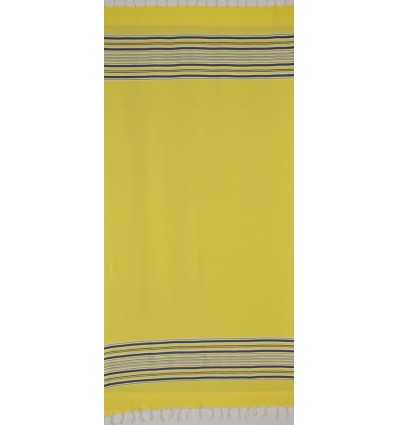 Fouta arabesque jaune fluo et bleu 