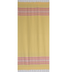 Fouta arabesque jaune avec rayures rose  2