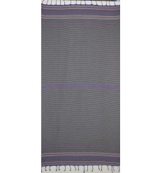 Fouta arabesque violet pale rayée gris anthracite  2