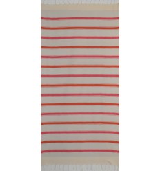 Fouta arabesque blanc crème, orange corail et rose  2