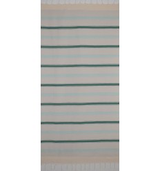 Fouta arabesque blanc crème, vert et turquoise  2