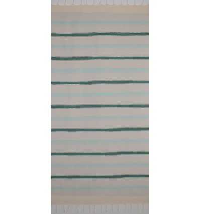 Fouta arabesque blanc crème, vert et turquoise 