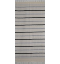 Fouta arabesque blanc crème gris foncé et gris bleu  2