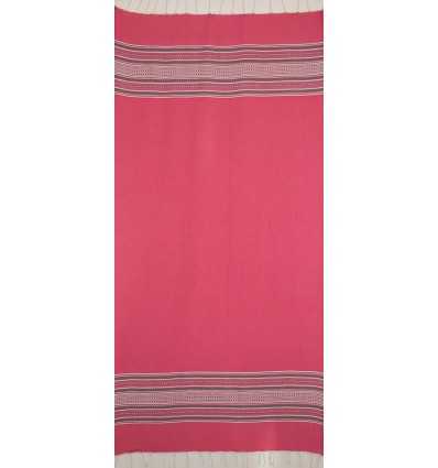 Fouta arabesque rose foncé avec rayures gris 