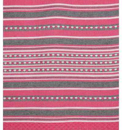 Fouta arabesque rose foncé avec rayures gris 