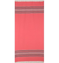 Fouta arabesque rose fraise avec rayures anthracite  2