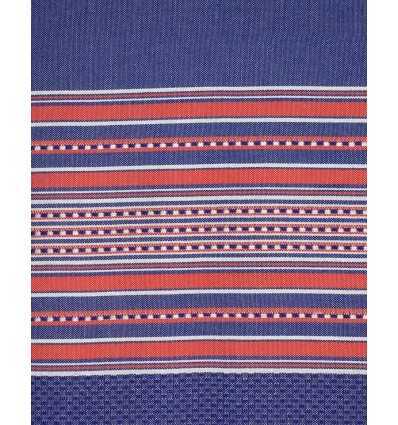 Fouta arabesque bleu jean et rouge 
