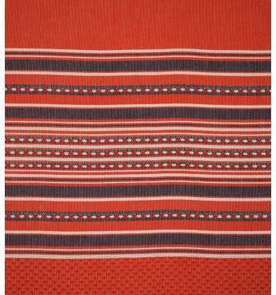 Fouta arabesque rouge avec rayures violet d'évèque 