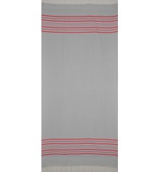 Fouta arabesque bleu fumée rayée rose  2