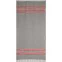 Fouta arabesque gris clair avec rayures rouge 