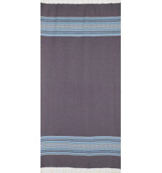 Fouta arabesque violet foncé avec rayures bleu  2