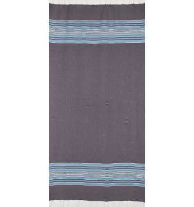 Fouta arabesque violet foncé avec rayures bleu 