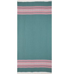 Fouta arabesque vert foncé et rose  2