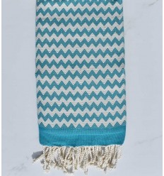 Fouta zigzag bleu vert  - 1 2