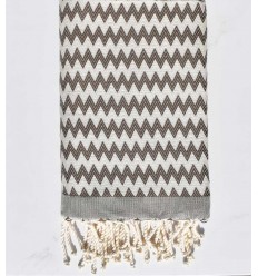 Fouta zigzag gris quartz et crème 
