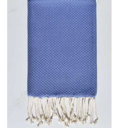 FOUTA Nid d'abeille unie bleu barbeau