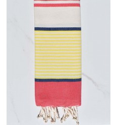 fouta  enfants bleu foncé, jaune fluo, rouge,  blanc cassé 