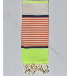 fouta  enfants fluo ,bleu jean , orange et blanc cassé 